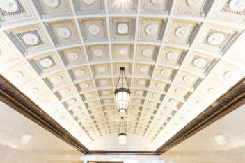 Architectural design of a lobby ceiling at ESRT Buildings