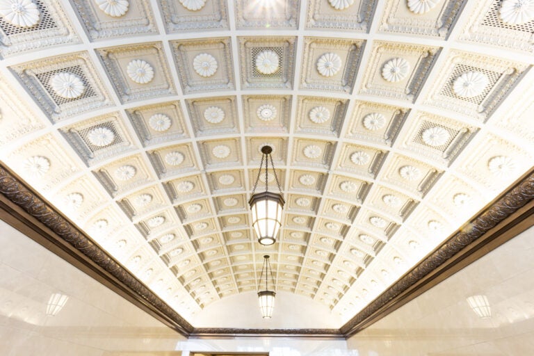Architectural design of a lobby ceiling at ESRT Buildings