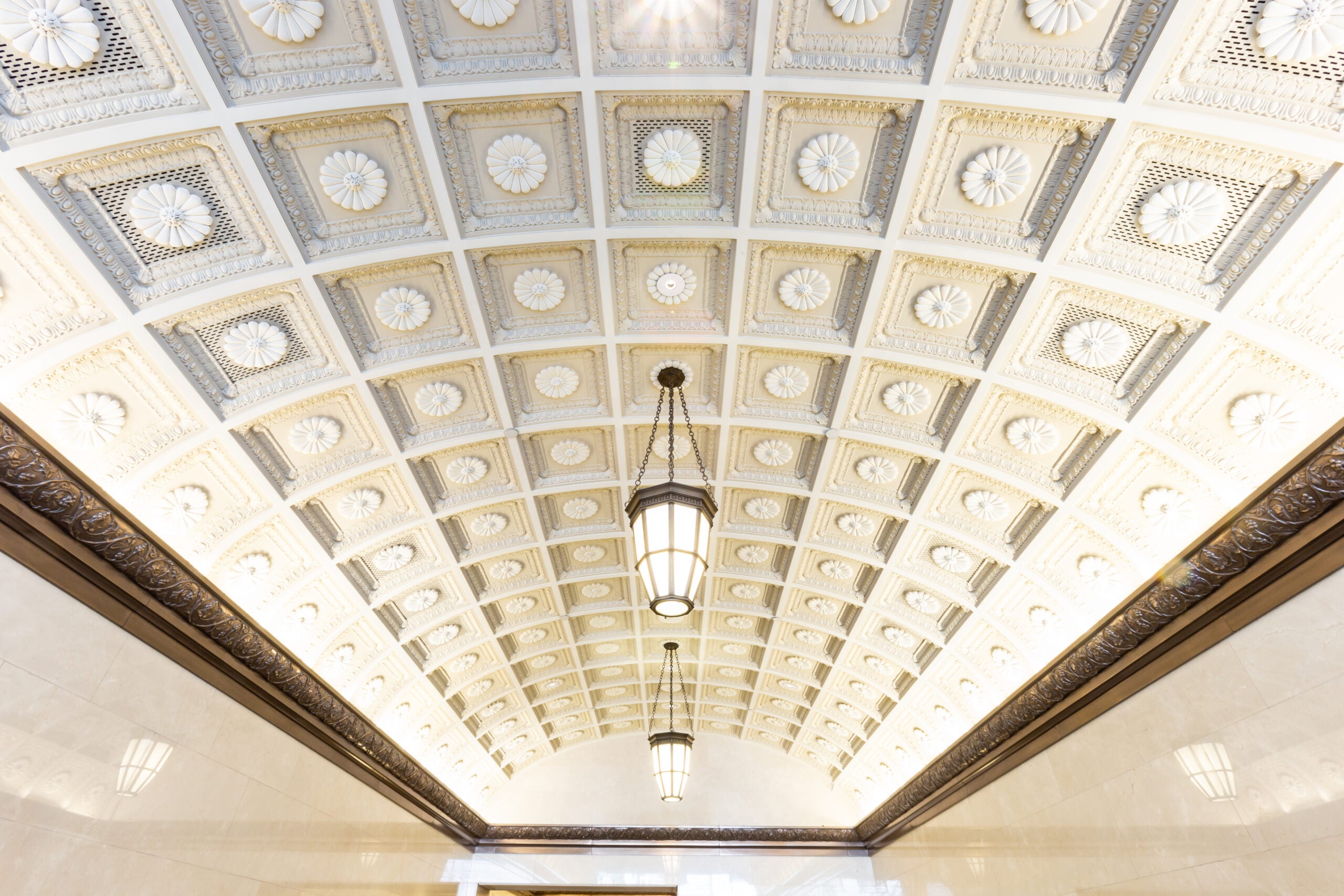 Architectural design of a lobby ceiling at ESRT Buildings