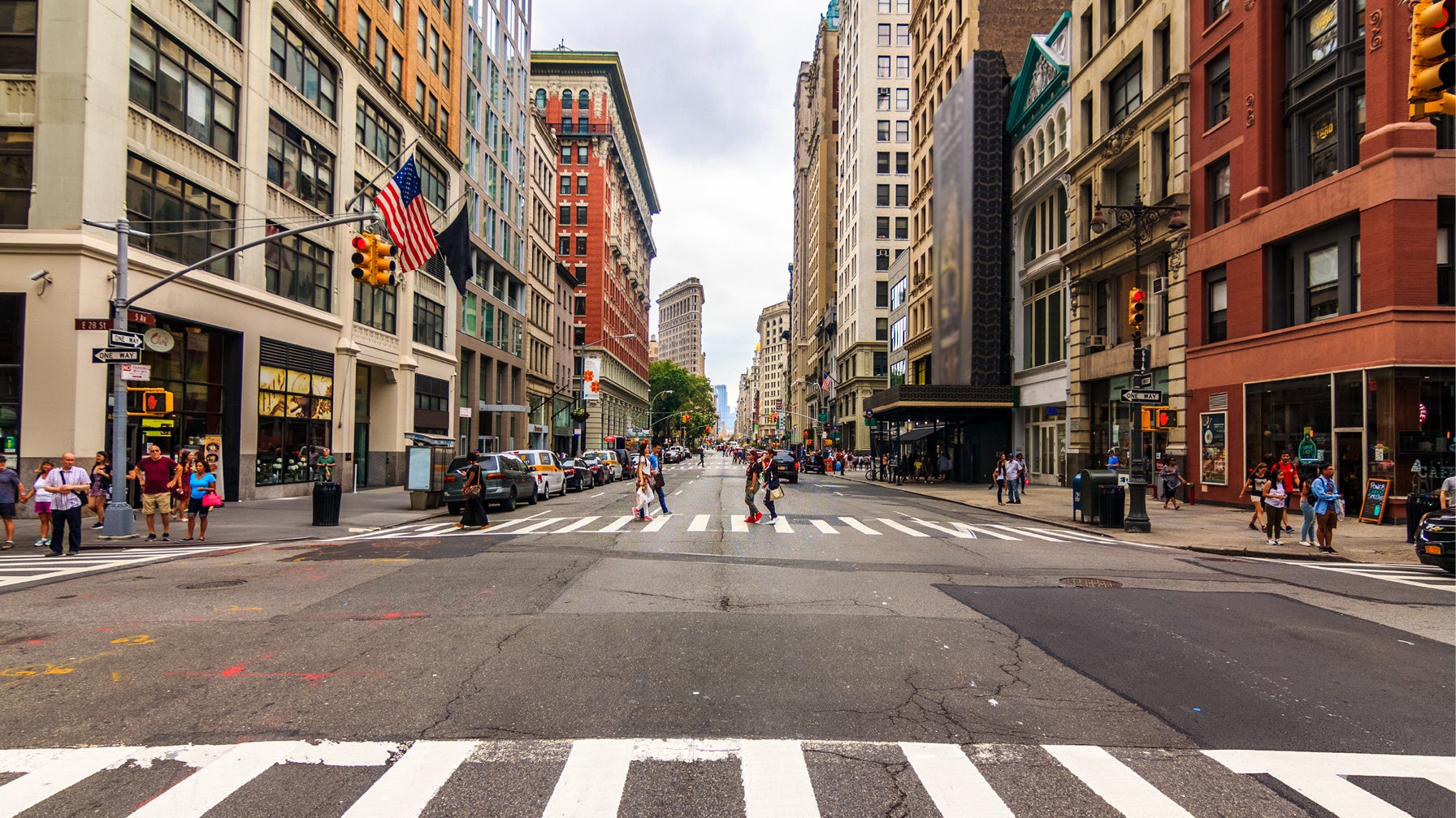 street view of the intersection of E 28 St and 5 Ave in New York City